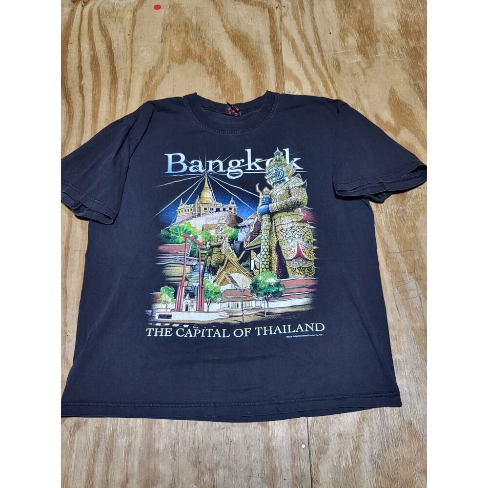 Bangkok Thailand Black Short Sleeve Graphic Joligolf T-shirt Adult Large VTG @G5